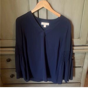 Michael Kors Navy V-Neck Blouse